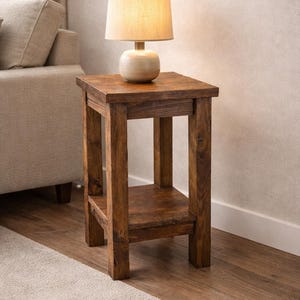 Solid Wood Lamp Table, Wood End Table, Side Table ( Dark Oak Style)