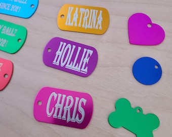 Médaille pour chien personnalisée - Cœur Rectangle Rond Cercle Os - Simple ou double face