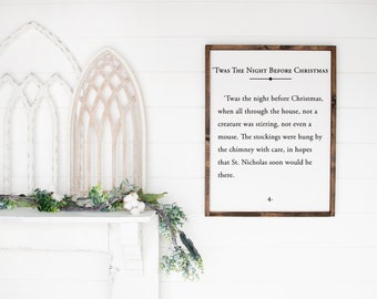 Twas The Night Before Christmas Sign, Holiday Decor, Christmas Book Sign, Christmas Book Page Sign