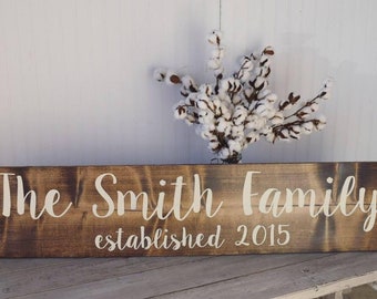 Established Family Name Sign, Personalized Sign, Rustic Home Decor, Painted Sign, Est Year, Wedding Established Sign, Year Established