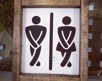Bathroom Sign, Bathroom Decor, Funny Bathroom Sign, Adult Humor, Rustic Sign, Restroom Sign, Bathroom Shelf Sign, Unisex Bathroom Sign