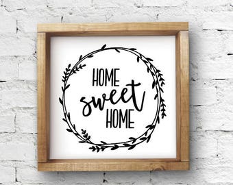 Home Sweet Home, Home Decor, Home Sweet Home Wood Sign, Painted Sign, Rustic Sign, Framed painted sign, Entryway Decor, Framed Sign