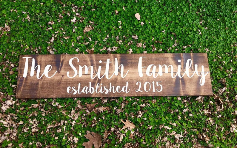Established Family Name Sign, Personalized Sign, Rustic Home Decor, Painted Sign, Est Year, Wedding Established Sign, Year Established image 3