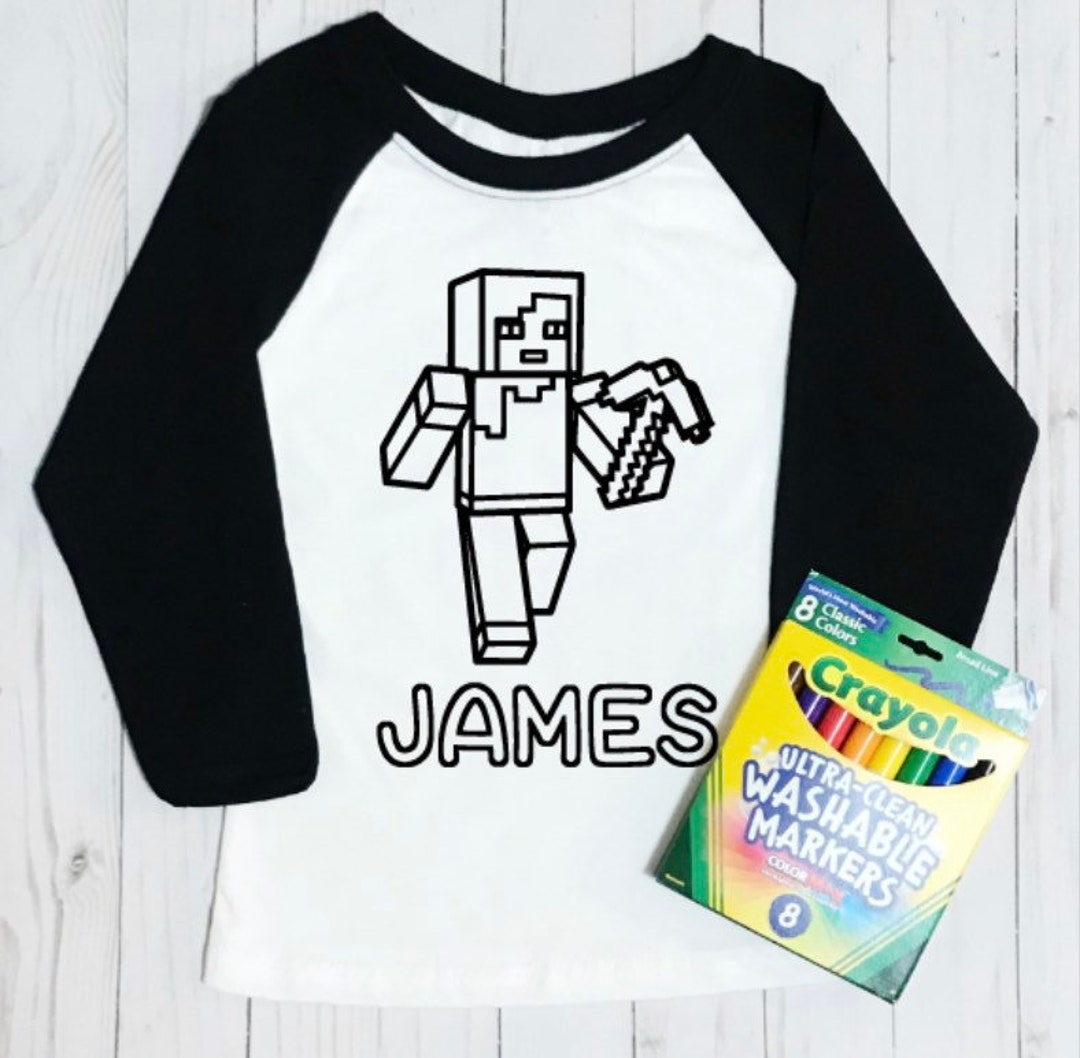 Kids' Personalized Coloring Shirt--minecraft - Etsy