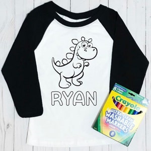 Kids’ Personalized Coloring Shirt--Dinosaur