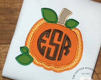 Boys Embroidered Pumpkin Shirt: Monogrammed Toddler Halloween Tee