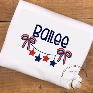 Girls Embroidered Patriotic Shirt: Personalized 4th of July Outfit