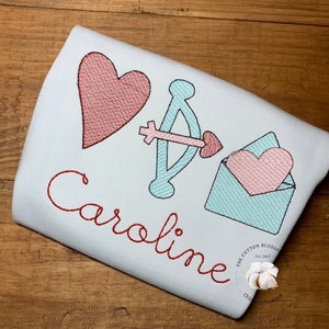 Girls Appliqué Valentine&#39;s Day Shirt: Cupid, Hearts