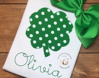 Girls applique St. Patrick's Day Shirt, Personalized St. Patricks Shirt, Girls St Patricks Day shirt, Monogrammed Shirt, applique shirt