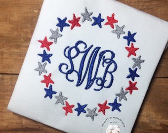4th of July Embroidered Monogrammed Star Shirt