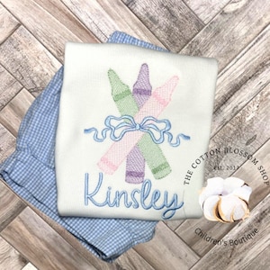 Girls Back to School Shirt: Personalized Crayon Sketch Design