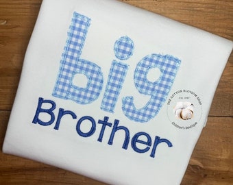Big Brother Embroidered Shirt: Gingham Pregnancy Announcement