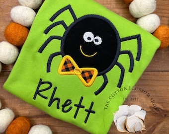 Boys halloween shirt, halloween applique shirt, spider  shirt, boys monogrammed pumpkin shirt, monster shirt, ghost shirt