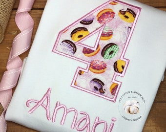 Donut Birthday Shirt: Embroidered Doughnut Party Outfit