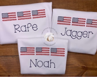 American Flag Appliqué Monogrammed Shirt - 4th of July