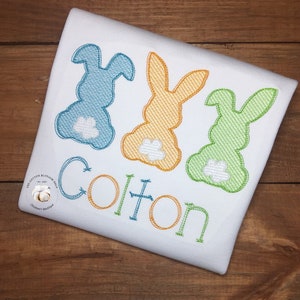 Boys Easter Bunny Applique Shirt: Personalized Easter Sketch