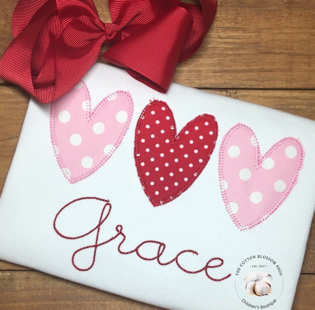 Girls Applique Valentine's Day Shirt 