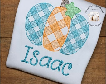 Boys Embroidered Pumpkin Shirt: Personalized Fall Toddler Tee