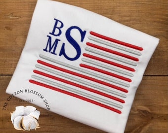 Embroidered American Flag Shirt - Personalized Patriotic Boys 4th of July