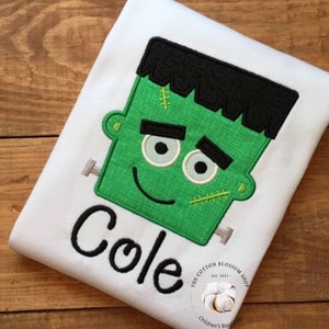 Boys Embroidered Frankenstein Halloween Shirt - Personalized Appliqué