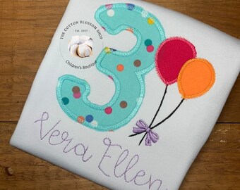 3rd birthday Shirt, applique, monogrammed