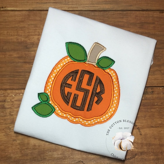 Boys Embroidered Pumpkin Shirt: Monogrammed Toddler Halloween Tee