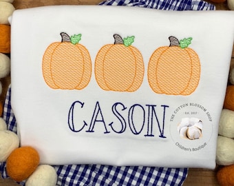 Personalized Toddler Pumpkin Shirt: Embroidered Fall Monogram