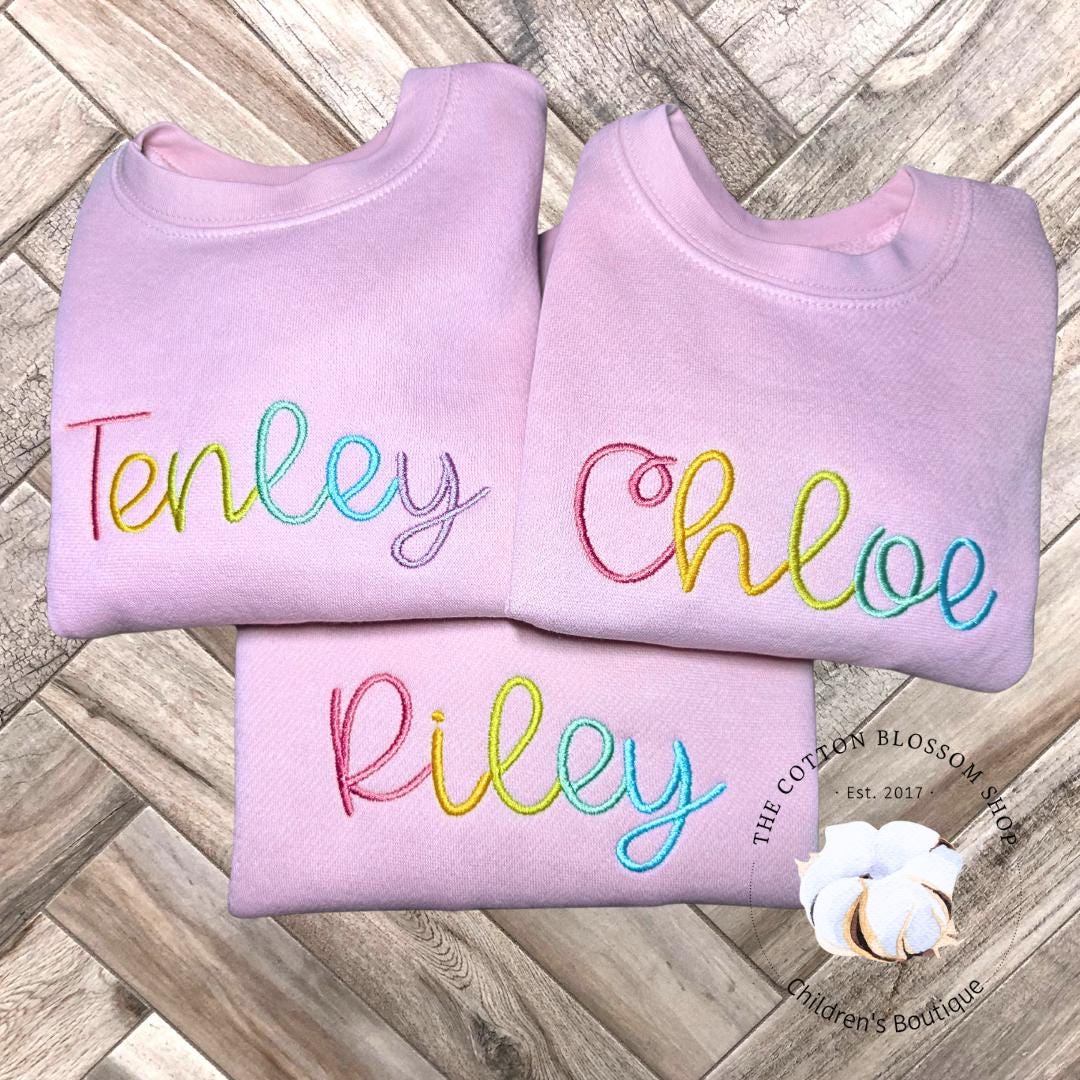 Girls Monogrammed Rainbow Letter Sweatshirt - Pink Sweater, rainbow name sweatshirt, girls sweatshirt