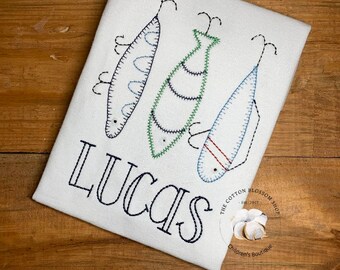 Boys fishing lures personalized Shirt, vintage stitch