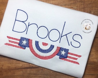 4th of July monogrammed name Shirt - embroidered boys patriotic shirt