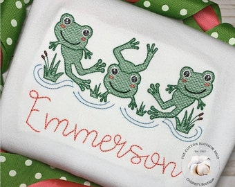 Girls monogrammed frogs Shirt, rainy day embroidered personalized shirt