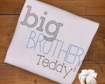 Big Brother Embroidered Shirt - Personalized Sibling Reveal