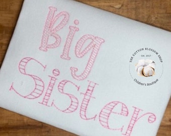 Big sister shirt, big sister pregnancy announcement shirt, big sister embroidered shirt