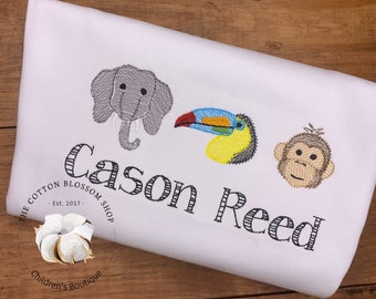 Embroidered Zoo Animals Shirt: Personalized Boys Shirt