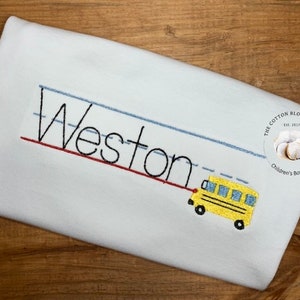 Boys back to school shirt, first day of school shirt, boys back to school sketch design shirt, boys school name embroidered shirt