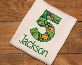 Ninja turtles birthday shirt, ninja Birthday shirt ,SHIPS FAST 1-3 days,1,2,3,4,5,6,7,8 year old birthday shirt, ninja turtles
