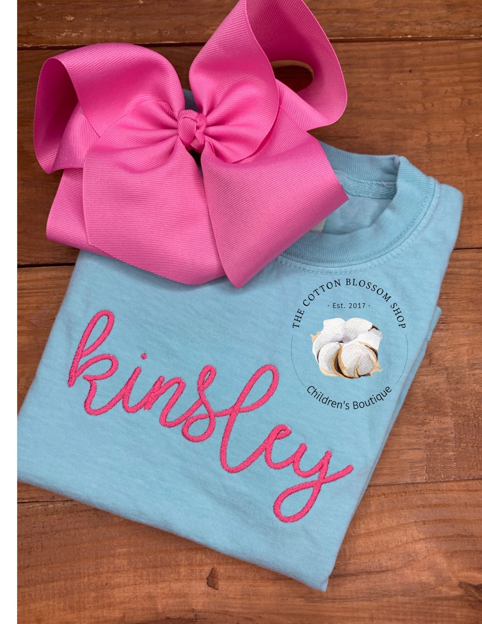 Girls Embroidered Name Shirt: Personalized Kids Comfort Colors Tee