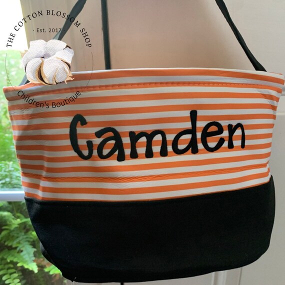 Monogrammed Halloween Tote Bag: Personalized Trick or Treat Bucket