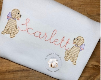 Girls  Puppy Dog Embroidered Monogrammed shirt