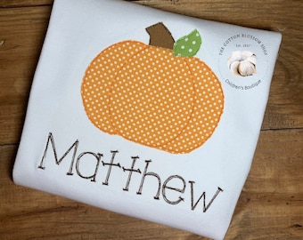 Boys Applique Pumpkin Shirt: Personalized Halloween Toddler Tee