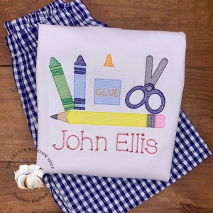 Boys first day of school shirt, boys back to school shirt, boys crayons shirt, boys kindergarten shirt, monogrammed shirt, school shirt