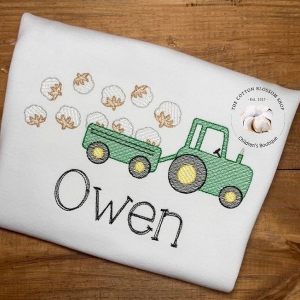Boys Tractor with Cotton Shirt- Personalized shirt