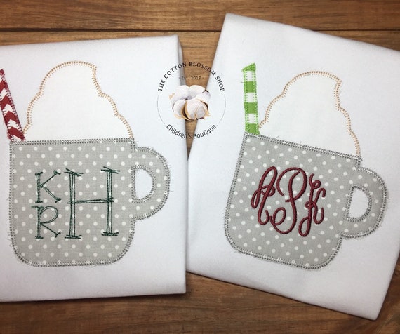 Matching Sibling Christmas Shirts: Personalized Hot Chocolate Applique