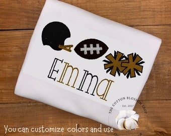 Girls football shirt, girls cheerleading shirt, girls football cheer shirt, fall football shirt, monogrammed football shirt