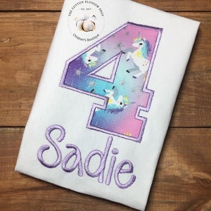 Unicorn Birthday Applique Shirt: Embroidered Party Outfit