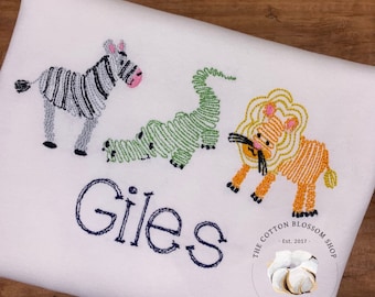 Boys Embroidered Zoo Animals Shirt: Personalized Safari Tee