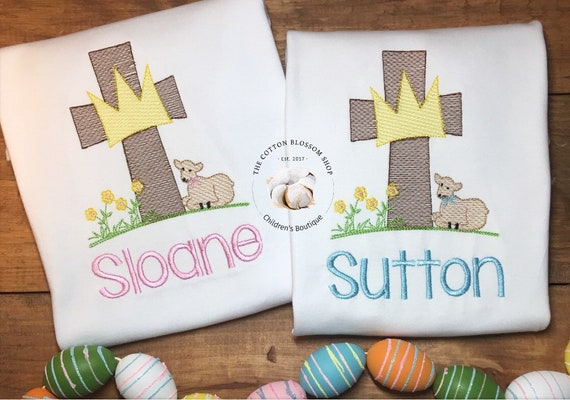 Brother and sister matching Easter cross shirts