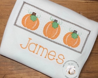 Personalized Boys Pumpkin Shirt: Embroidered Toddler Halloween Tee