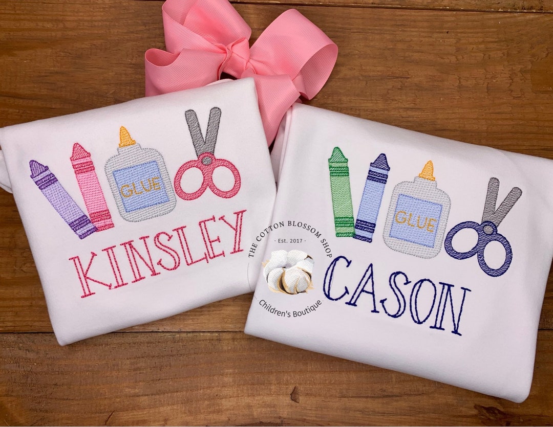 Monogrammed Back to School Shirt Set: Embroidered Sibling Outfit - Etsy