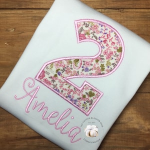 Embroidered Floral 2nd Birthday Shirt: Girls Garden Party Outfit
